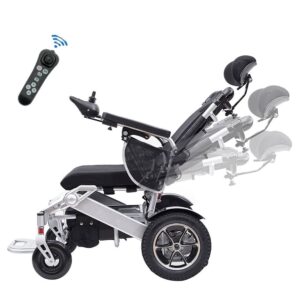 Automatic reclining aluminum electric wheelchair with adjustable backrest for maximum comfort