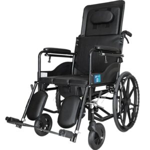 Discover our multifunctional Hospital Commode Wheelchair with an adjustable reclining backrest and pull-out commode. The best commode wheelchair for elderly care available for wholesale!