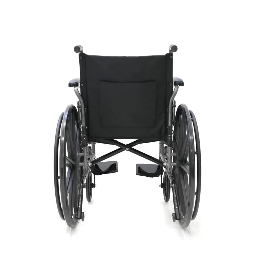 Steel Wheelchair With Quick Release Wheels ST-YK9053 3 A comfortable and ergonomic manual wheelchair designed with flip-back armrests and swing-away footrests, providing easy access for users.