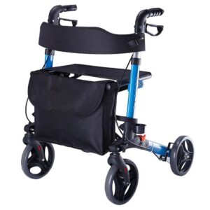 Discover our premium wholesale rollator with seat built with aviation-grade aluminum alloy. This lightweight rollator for clinics features 6-level height adjustability (80-92cm), folds tool-free in 3 seconds, and comes with a built-in seat. Ideal for hospitals, clinics, and long-term care facilities.