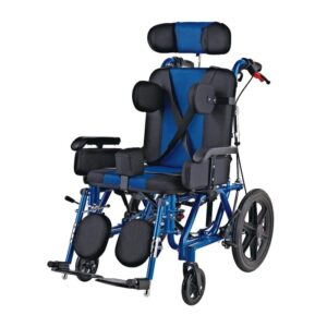 Pediatric rehabilitation wheelchair with adjustable tilt-in-space seating for children with special needs