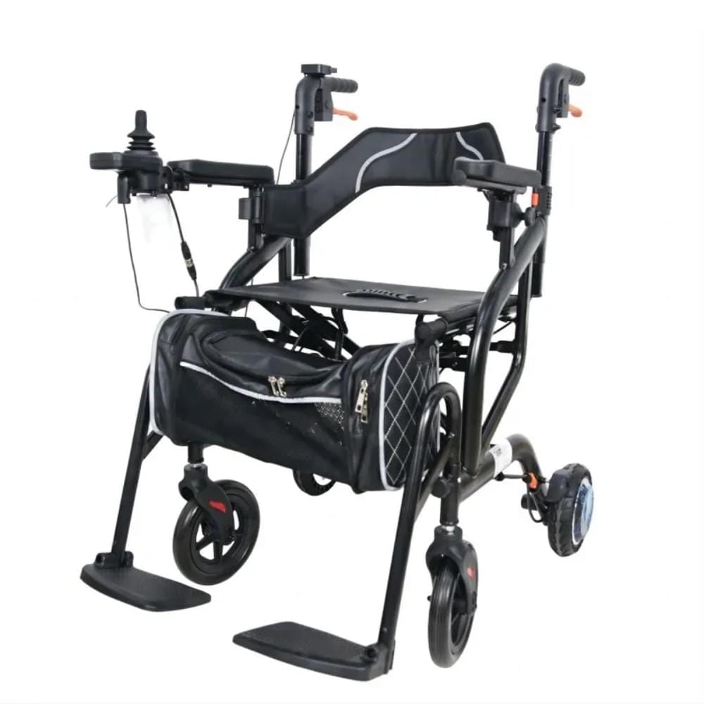 Electric Rollator Walker with Wheelchair Function ST-04104 1 Factory-direct electric rollator walker with wheelchair function. 3 in 1 electric rollator for elderly and adults, foldable aluminum frame, OEM & bulk supply for global distributors.