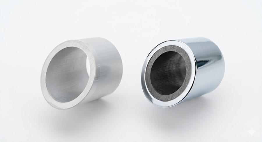 Cross-section comparison of aluminum tube with natural oxide film and steel tube with electroplated coating layer for shower wheelchair frames